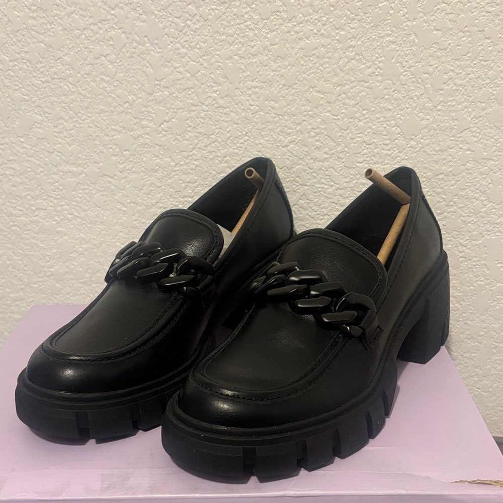 Madden Girl Black Chain Detail Loafers
